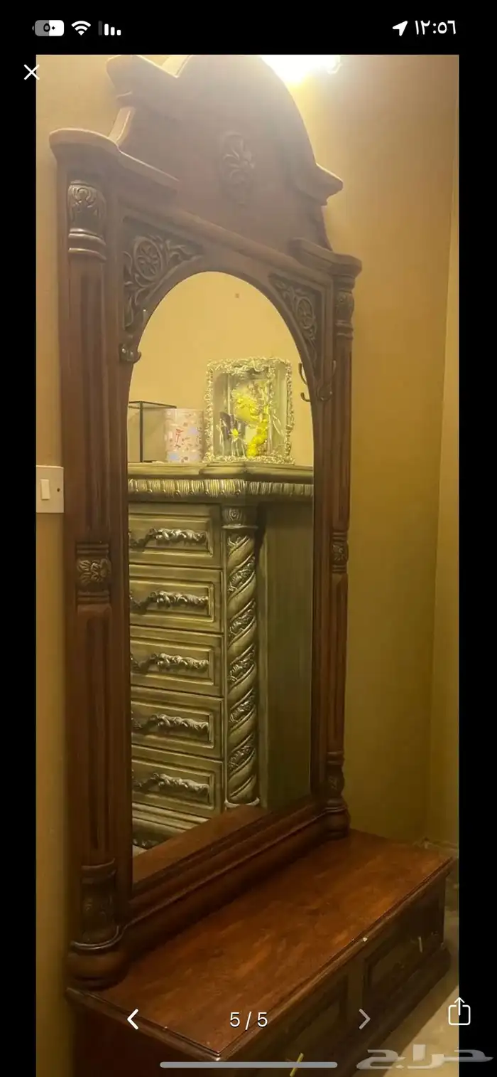 مدخل مرايه وعلاقه عبايات كرسي مدخل قطعتين خشب 1