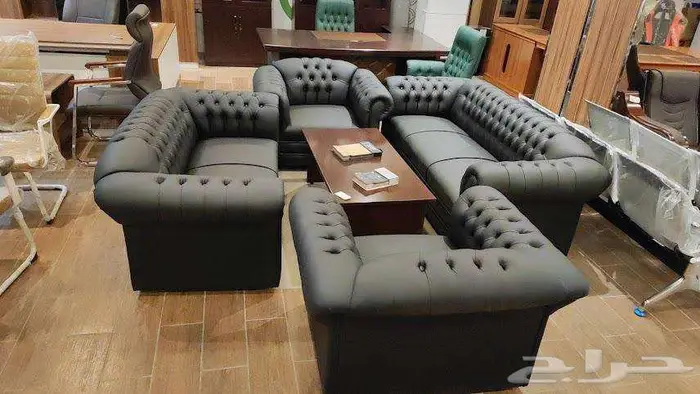 اثاث مكاتب ادارية مودرن وكراسي ودولاب ملفات مع كنب مكتبي طقم 10