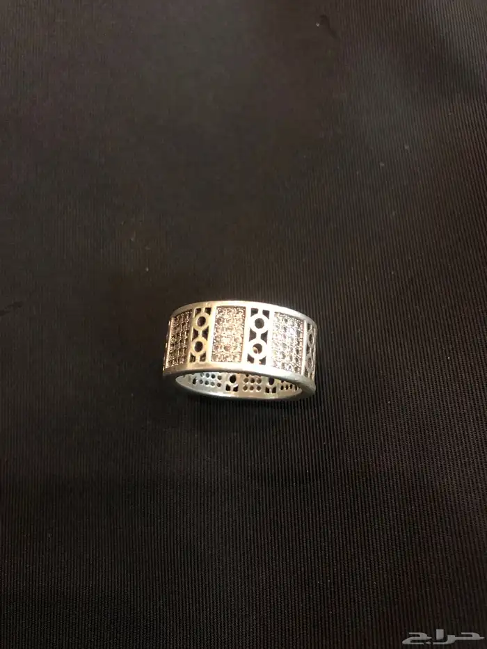 خاتم دبلة فضة مختوم مرصع بحجر زركون طبيعي 15