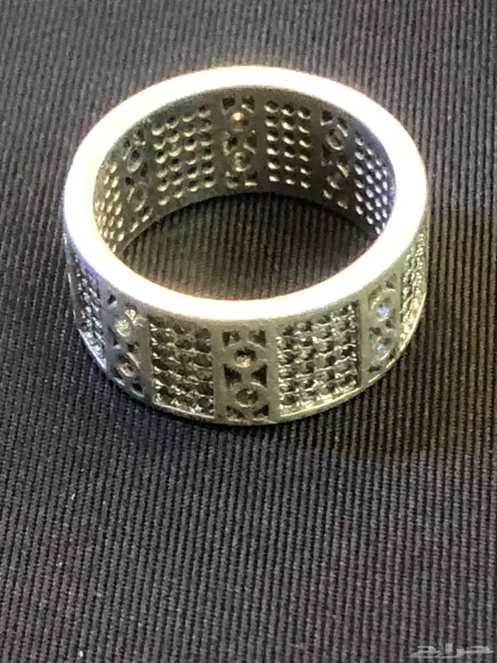خاتم دبلة فضة مختوم مرصع بحجر زركون طبيعي 11