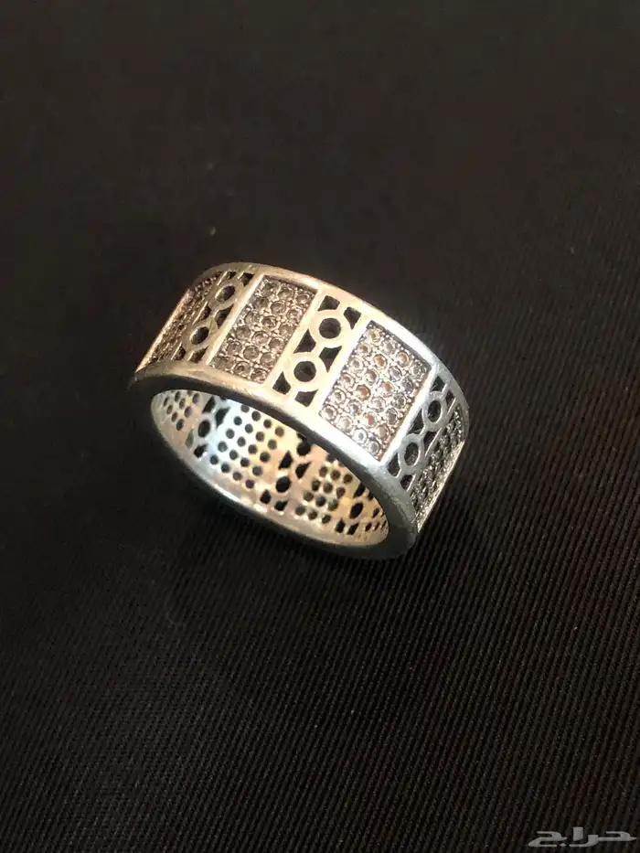 خاتم دبلة فضة مختوم مرصع بحجر زركون طبيعي 13