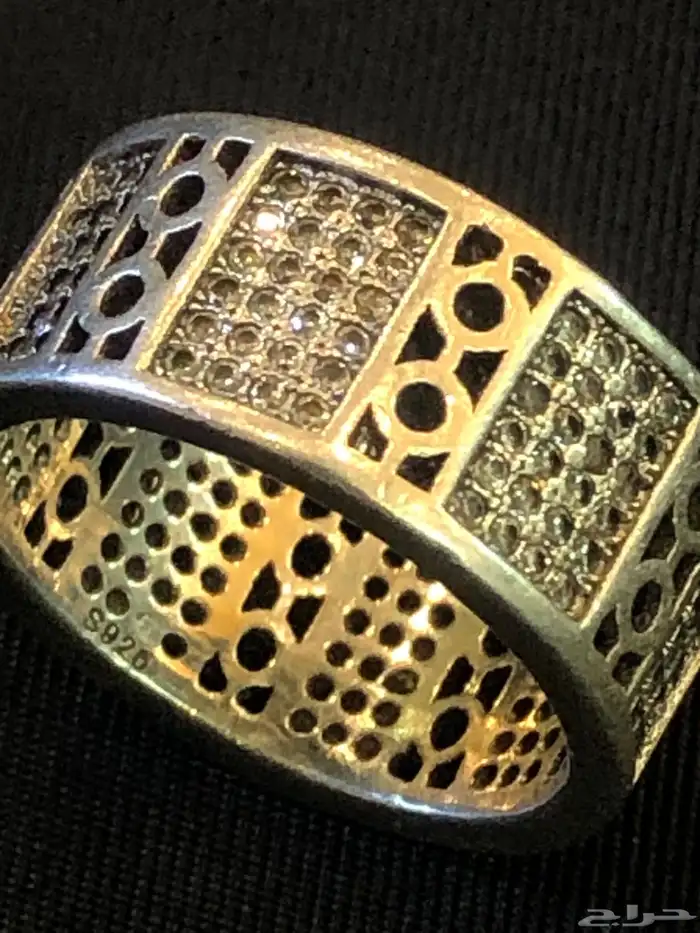 خاتم دبلة فضة مختوم مرصع بحجر زركون طبيعي 6