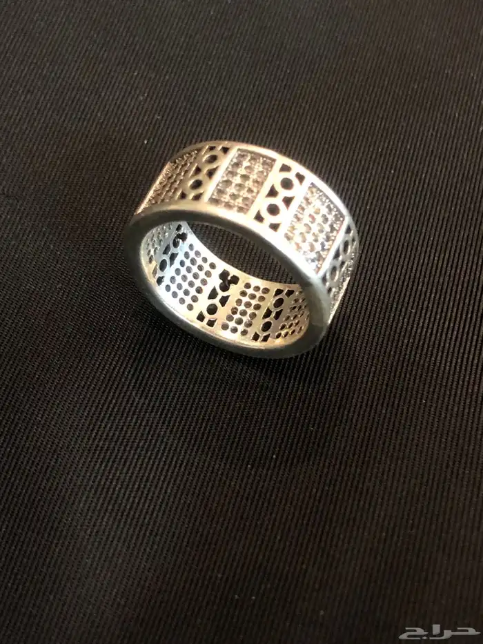 خاتم دبلة فضة مختوم مرصع بحجر زركون طبيعي 12