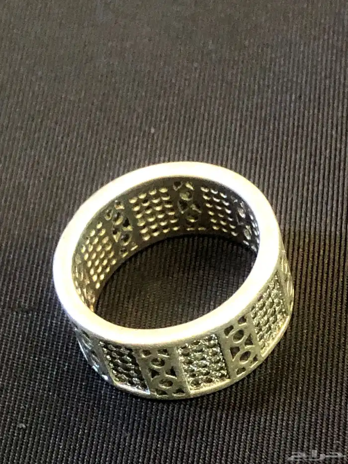 خاتم دبلة فضة مختوم مرصع بحجر زركون طبيعي 4