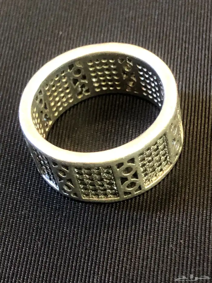 خاتم دبلة فضة مختوم مرصع بحجر زركون طبيعي 3