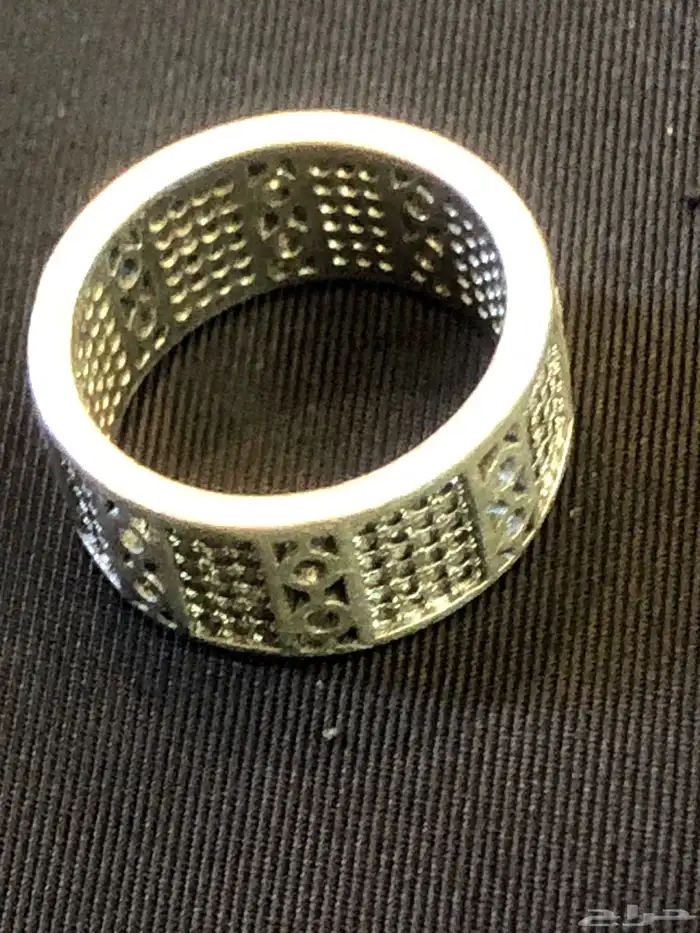 خاتم دبلة فضة مختوم مرصع بحجر زركون طبيعي 10