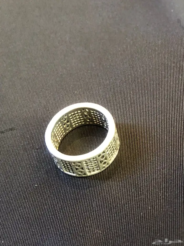 خاتم دبلة فضة مختوم مرصع بحجر زركون طبيعي 5