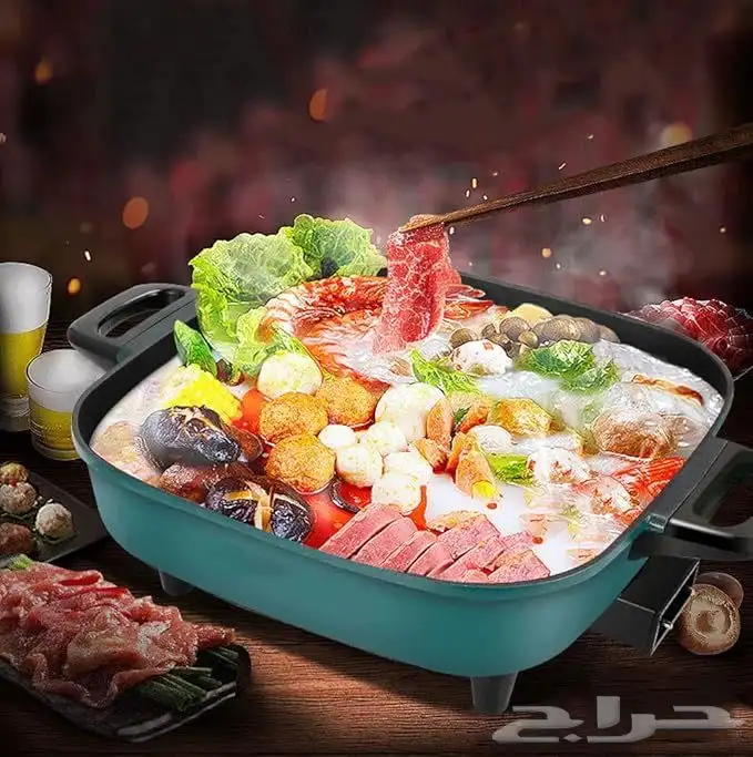 شواية كهربائية  وعاء ساخن متعدد الوظائف للشواء الكهربائي بدو 6