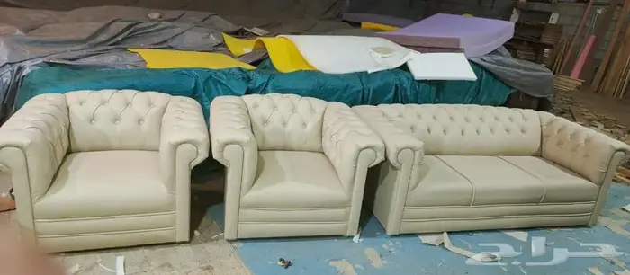 كنب مكتبي طقم كنبات جلد فخم في ورشة وطني جاهز كل الوان 15