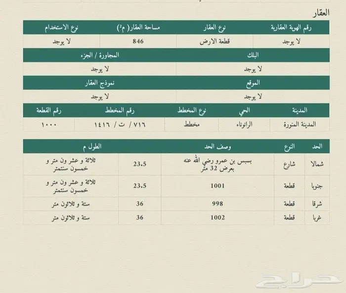 للبيع ارض سكني تجاري مميزة مخطط الرانوناء بالمدينة المنورة 1