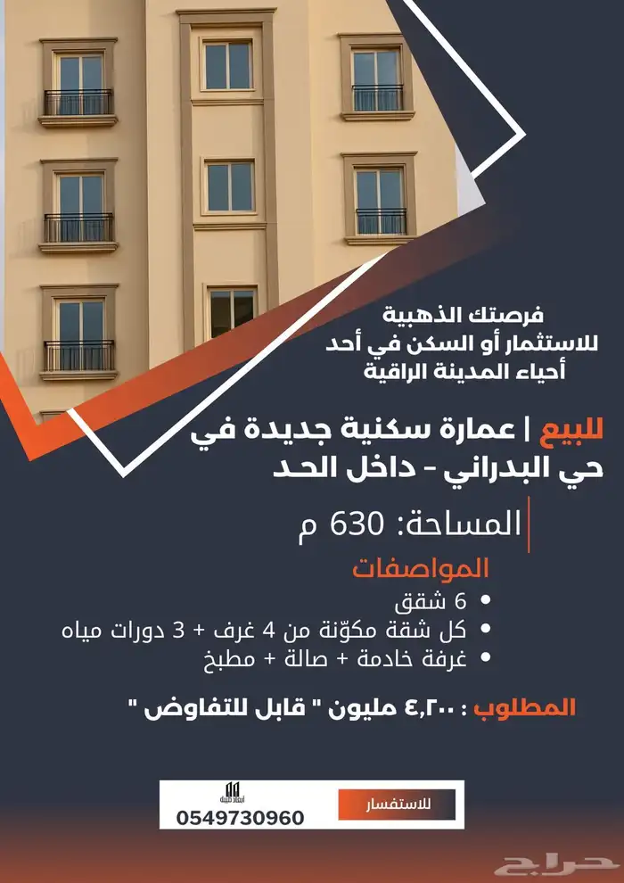 عمارة سكنية للبيع من 6 شقق . 0