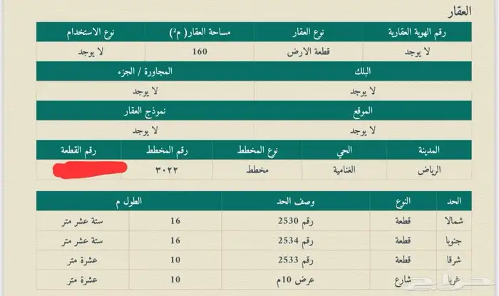 ارض في حي الغنامية مساحه 160متر للبيع - مسوق عقاري 0