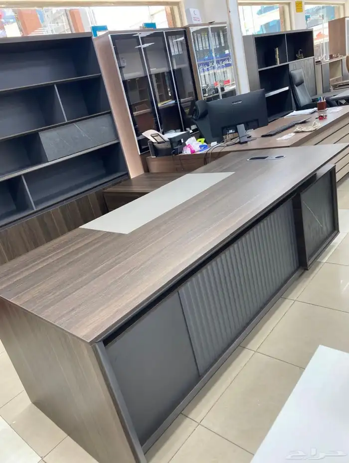 مودرن أحدث فخم مكتب طقم مع دولاب مكتبي كنبه و كراسي فخم جلد 3