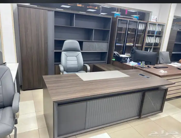 مودرن أحدث فخم مكتب طقم مع دولاب مكتبي كنبه و كراسي فخم جلد 7