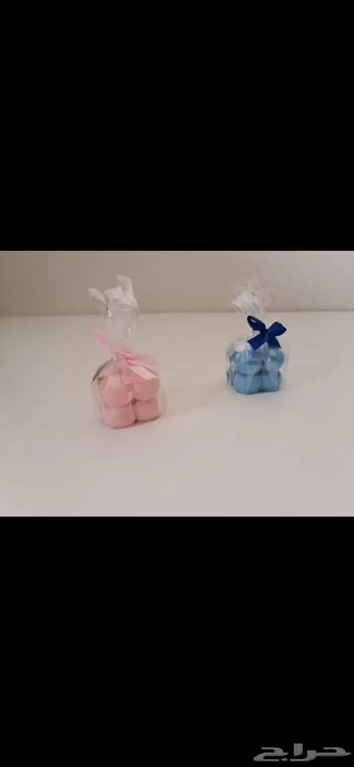 شمع مغلف مع شريطة للمواليد أو توزيعات حسب الرغبة اللون 1