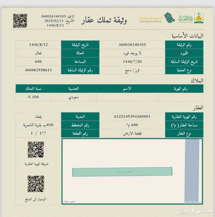 للبيع ارض تجارية في الناصرية بقعاء جانب محلات ومحطة 1