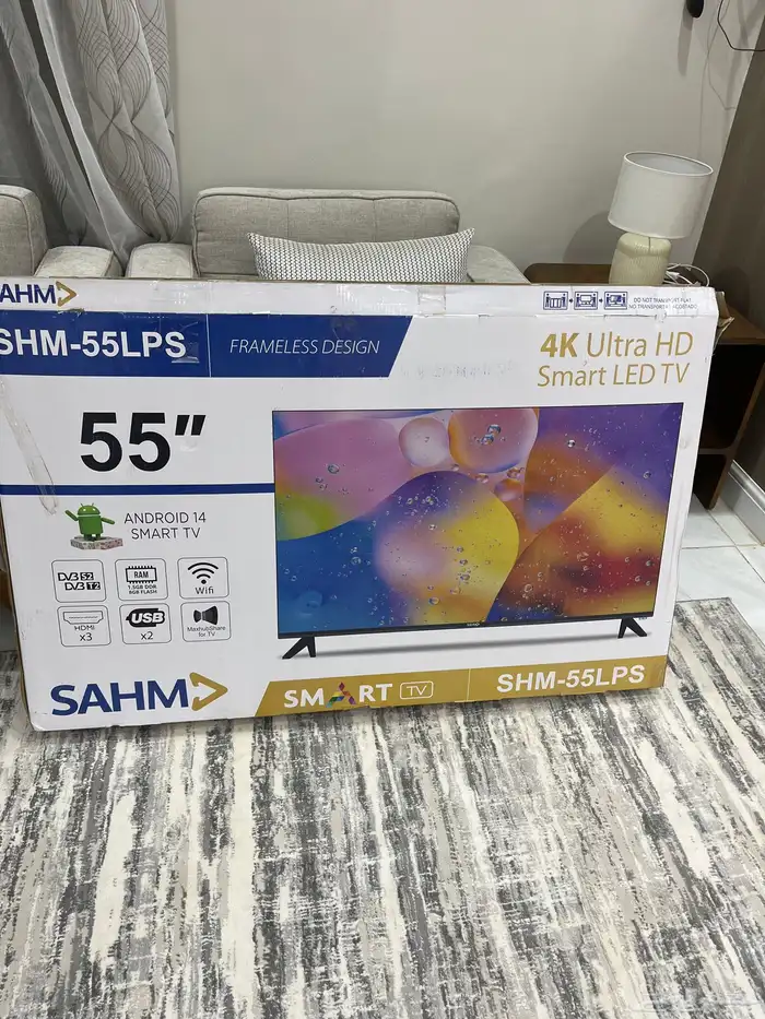 شاشه تلفزيون 55 بوصه قيمتها 1200 استخدام ثلاث ايام جديده 0