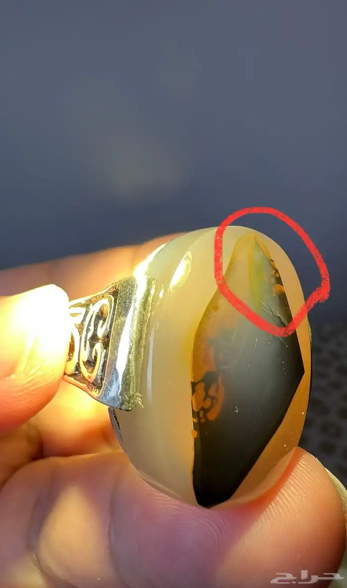 خاتم فضة عقيق مصور 3