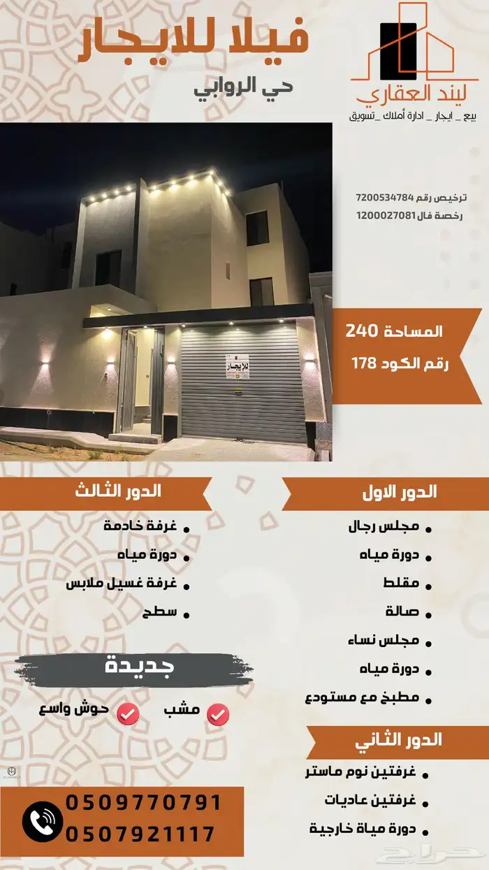 للايجار فيلا بحي الراوبي جديده 0
