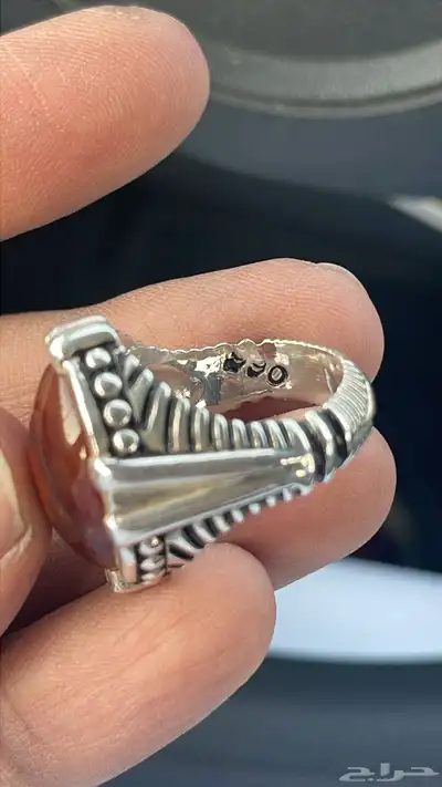 خاتم كبدي مجزع مزعفر راهي بصياغة عارف 14