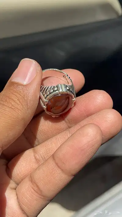 خاتم كبدي مجزع مزعفر راهي بصياغة عارف 9