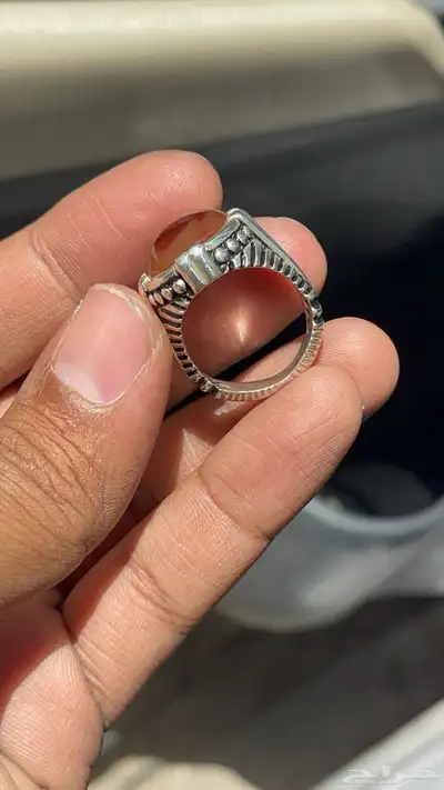 خاتم كبدي مجزع مزعفر راهي بصياغة عارف 5