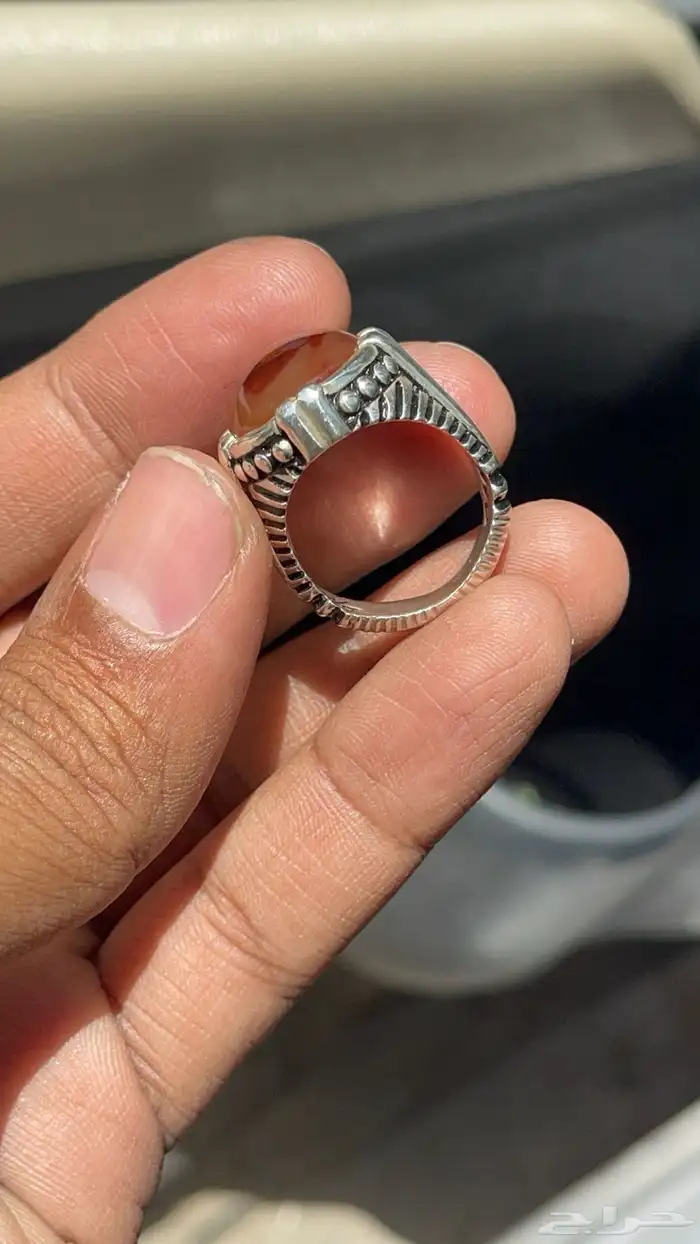 خاتم كبدي مجزع مزعفر راهي بصياغة عارف 5