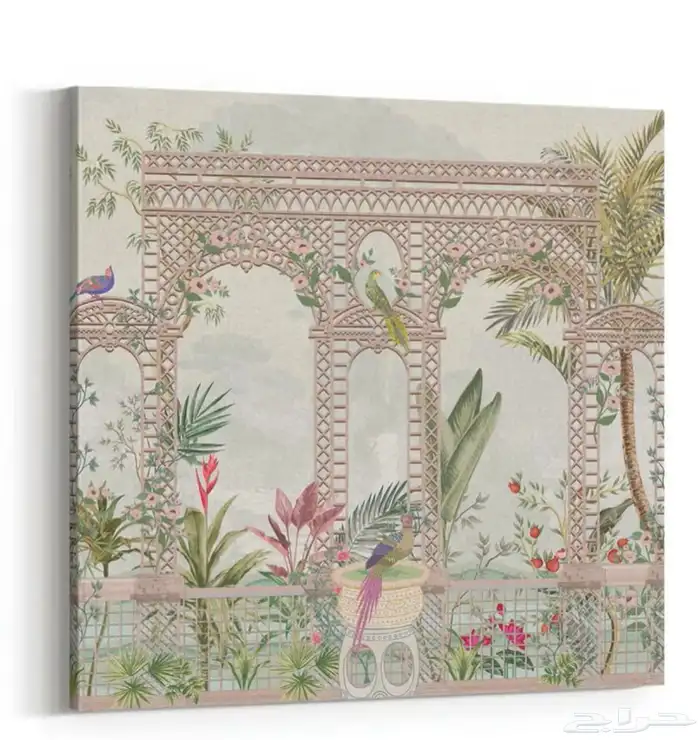 لوحة كانفاس على إطار خشبي بتصميم نمط فني منحنيات 2