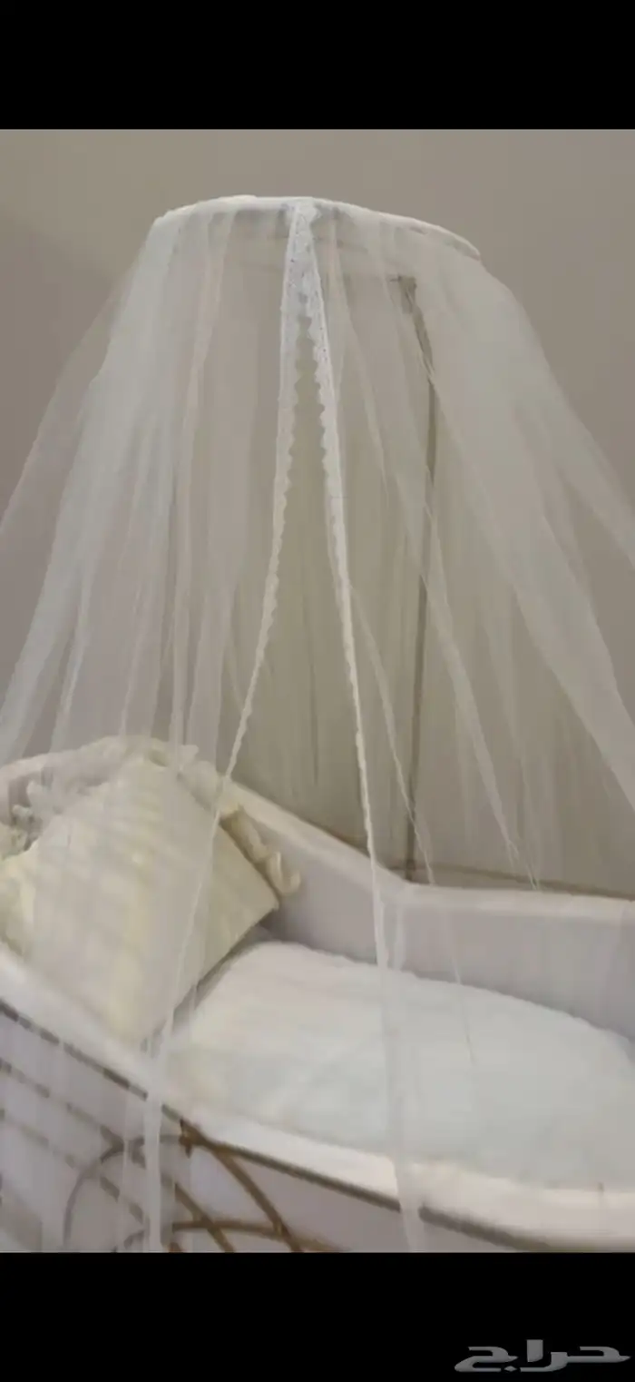 هندول مواليد سرير رضيع مع ستارة ناموسية ومرتبة تصميم تركي ب 4