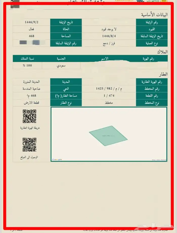 ارض في ضاحية المندسة (( مساحتها 468 )) 0