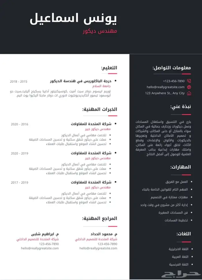 تصميم سيرة ذاتية احترافية 1