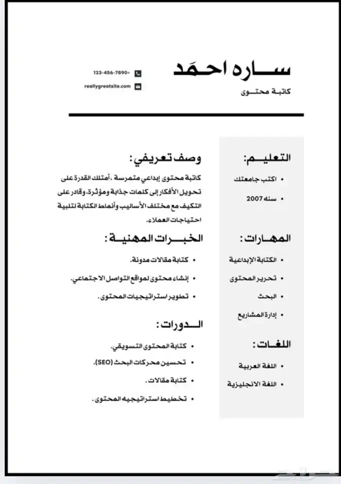 تصميم سيرة ذاتية احترافية 0