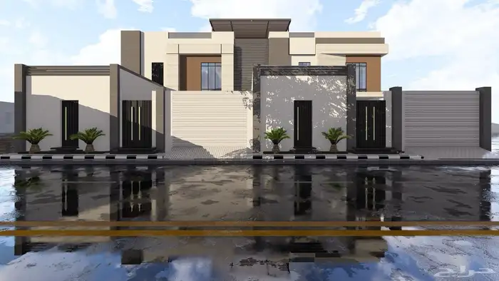 تصميم واجهات فلل 3D 11