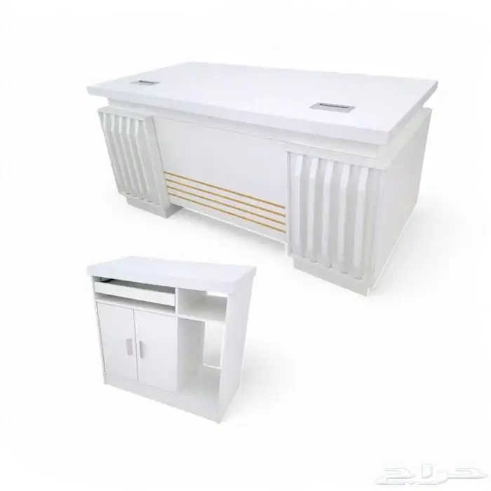 مودرن فخم مكتب ابيض إداري دولاب مكتبي طاولة خدمة كرسي و كنب 3