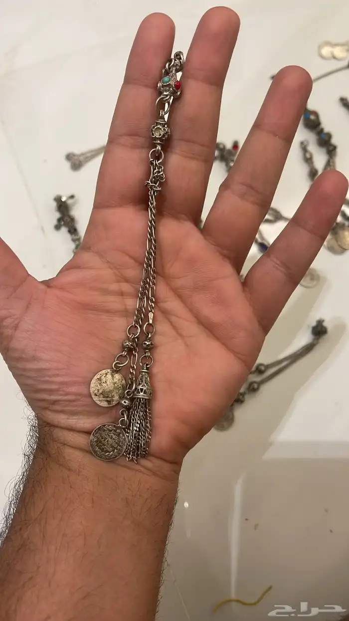 شرابات فضه اصلي حلبي قديم انتيك سبحه مسباح مسابيح فضة شراب 0