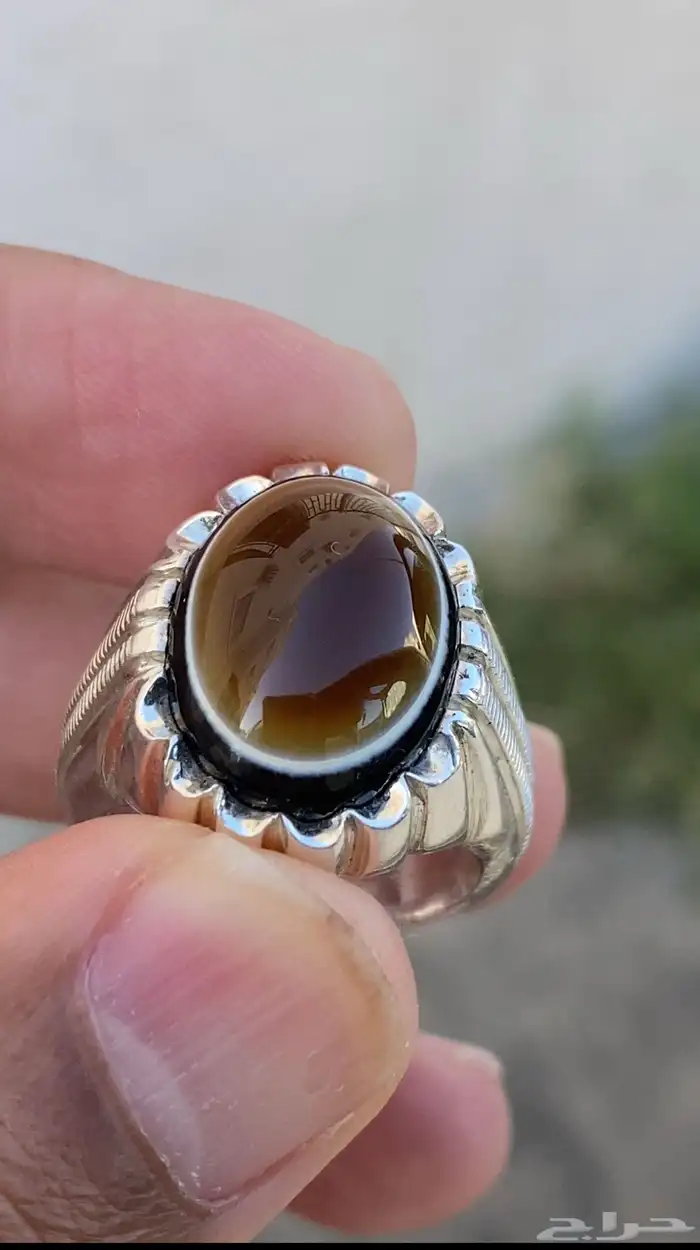 خاتم عقيق يماني بقراني نادر صياغة سليم الفخمة 1