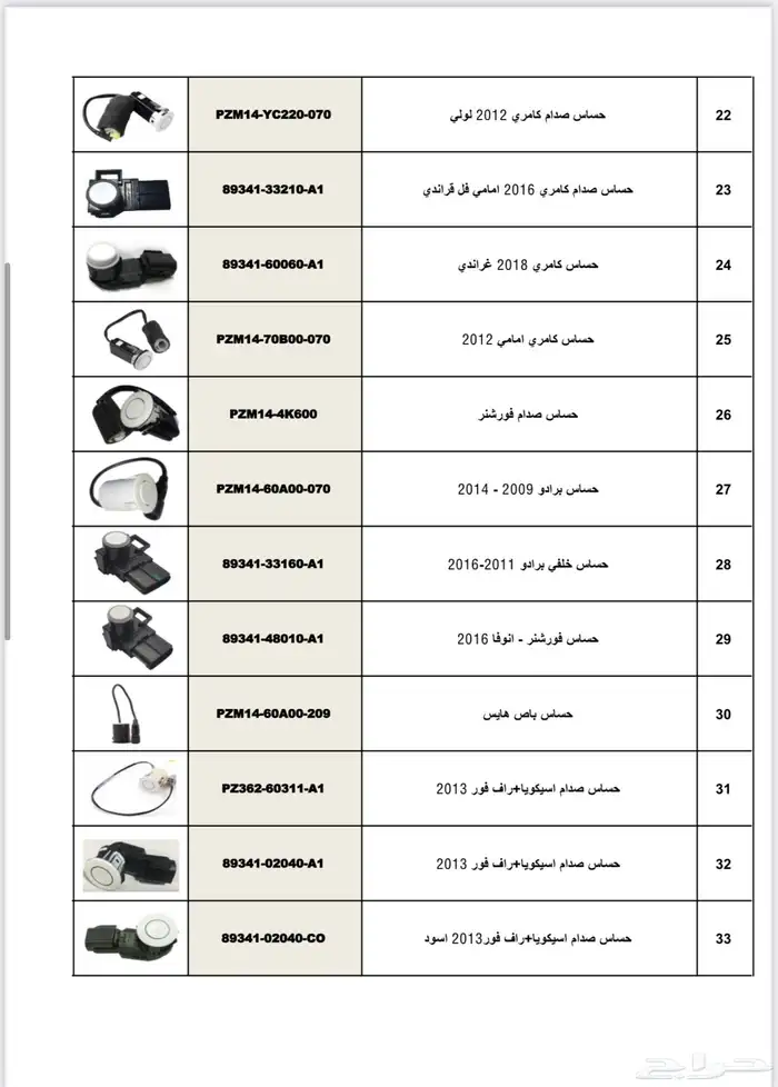 حساسات جميع سيارات تويوتا ولكزس اصلي 2