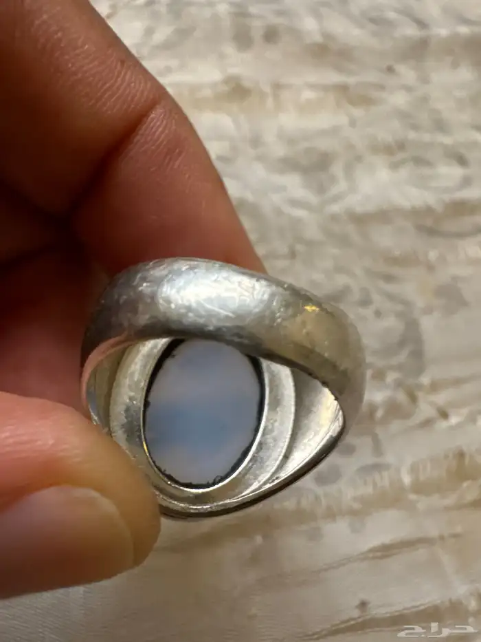 خاتم فضه عقيق طبيعي 1