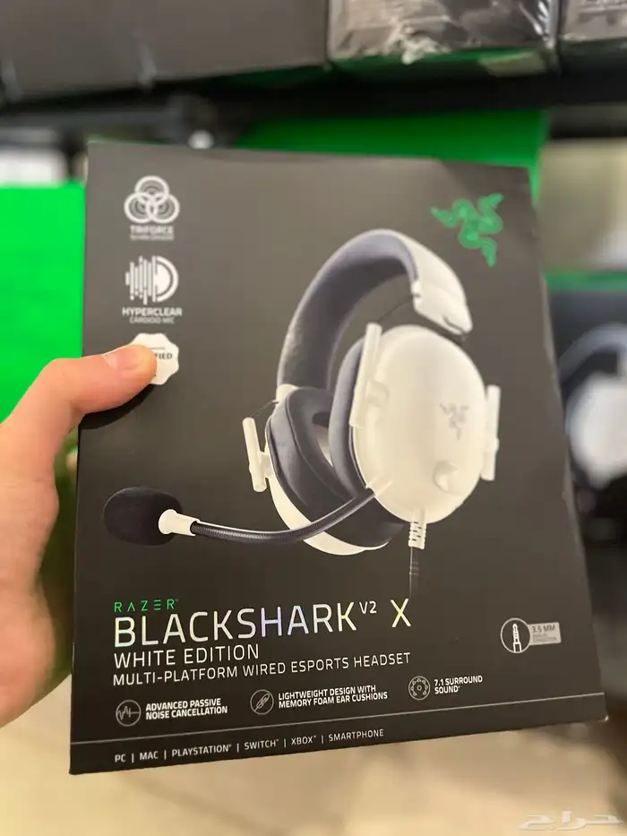 سماعات ريزر بلاك شارك لون أبيض وارد امريكي اصلية100 0