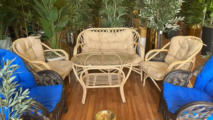 كراسي خيزران خارجية   طقم خيزران حدائق 0