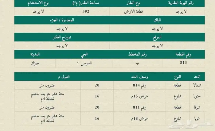 ارض للبيع جيزان حي السويس 0
