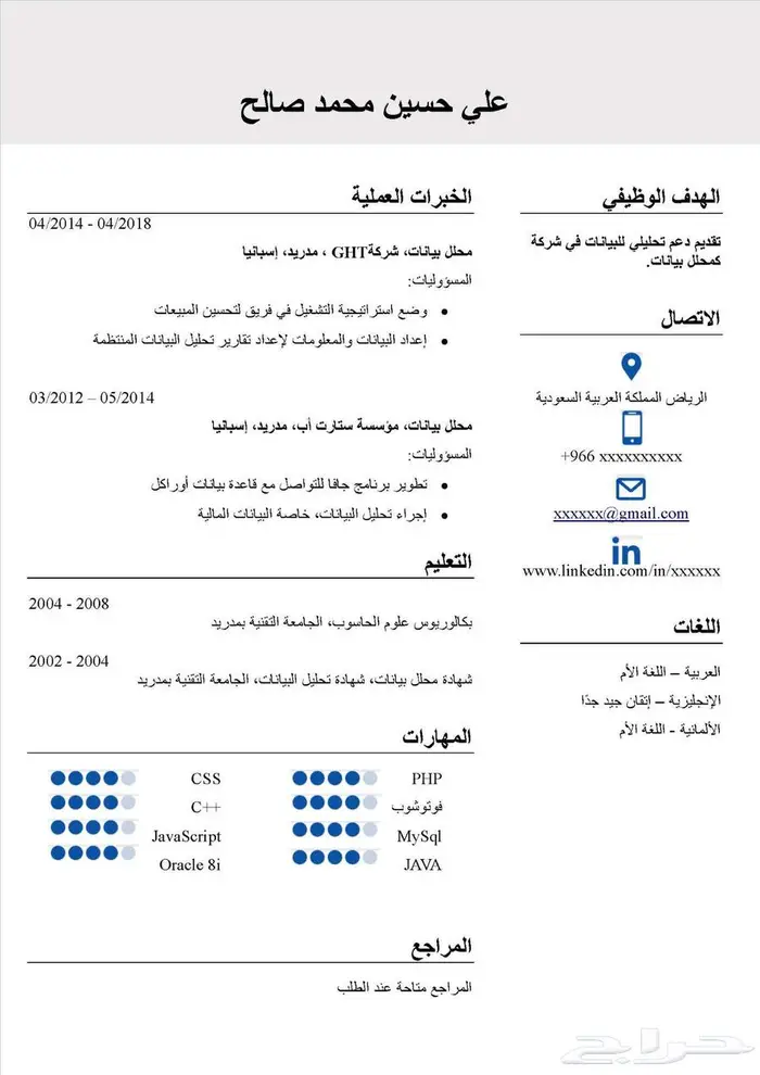 سيرة ذاتية احترافية او ATS 15