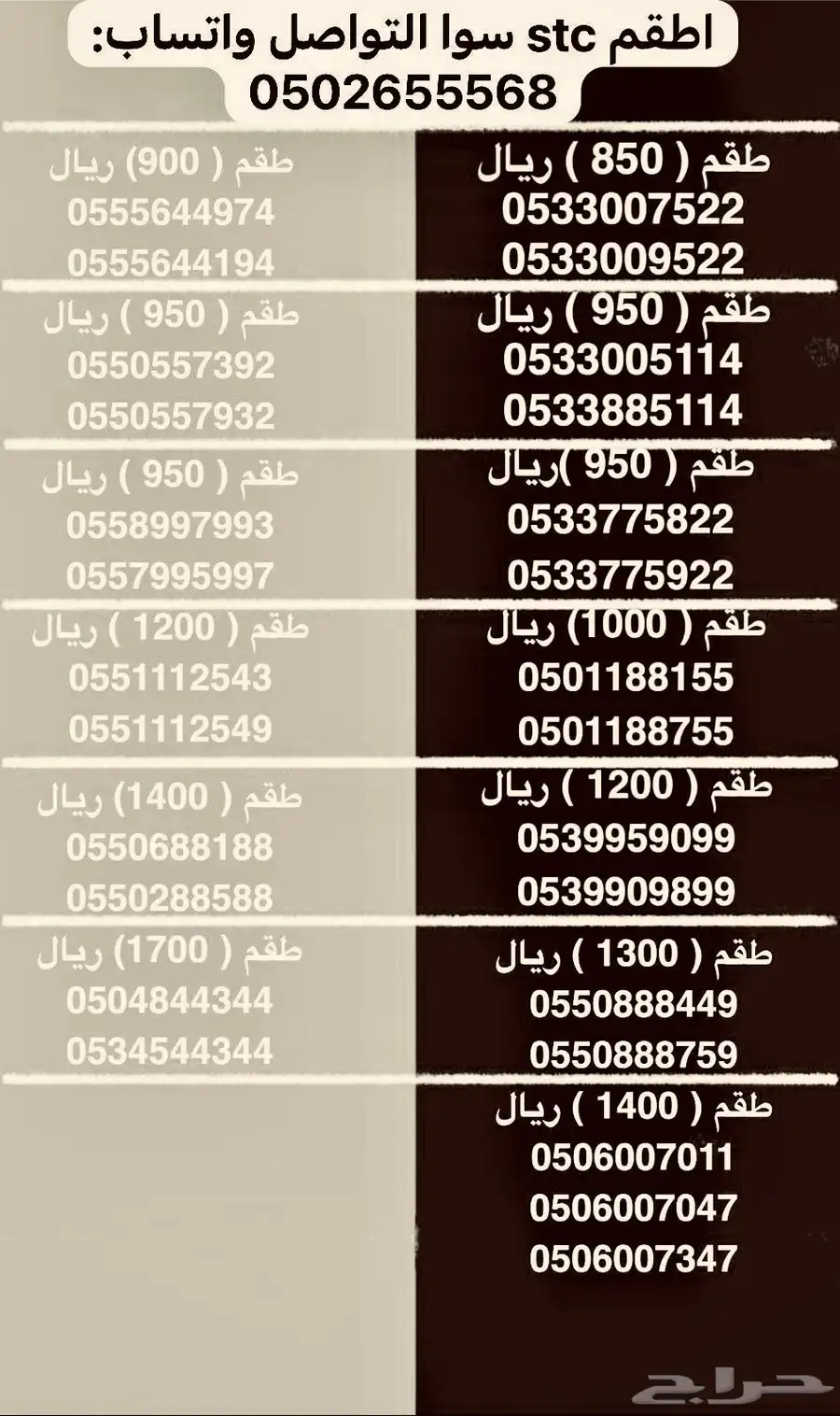 ارقام هايبرد stc 7