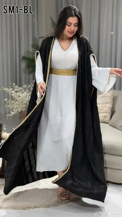 فستان العيد قطعتين تطريز كرستال حزام جلابيه 4