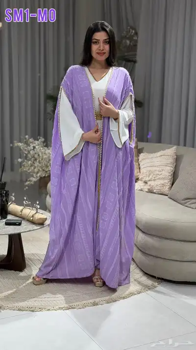 فستان العيد قطعتين تطريز كرستال حزام جلابيه 5