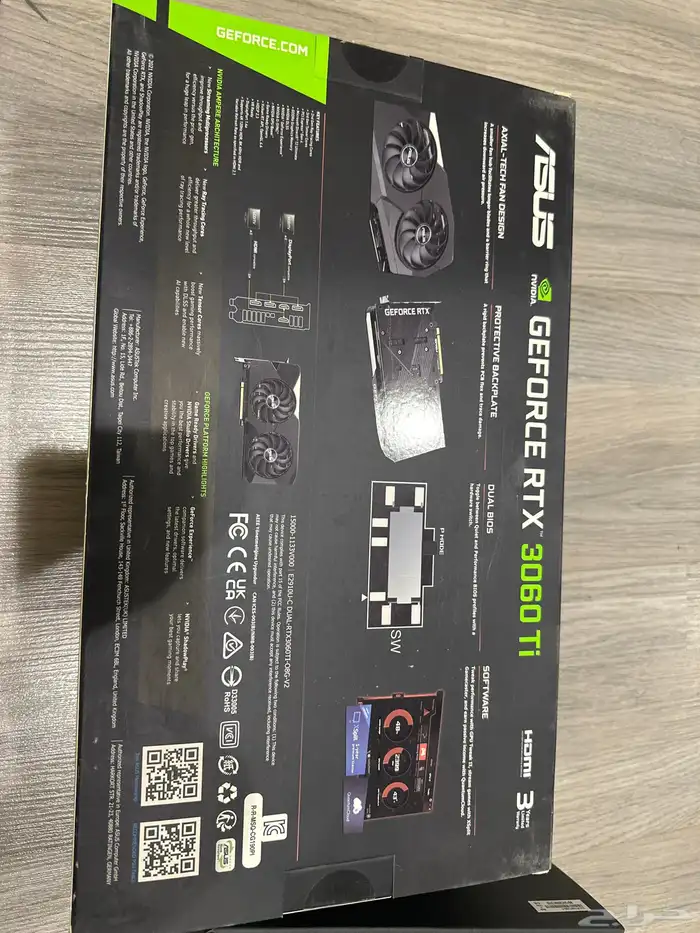 كرت شاشة 3060TI asus dual 8gb oc مع معالج i5-10400fوبورسبلاي 1