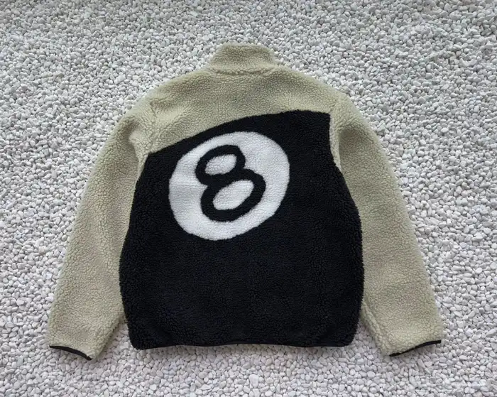 STUSSY 8 BALL SHERPA REVERSIBLE JACKET NATURAL 1 1 طبق الأصل 3