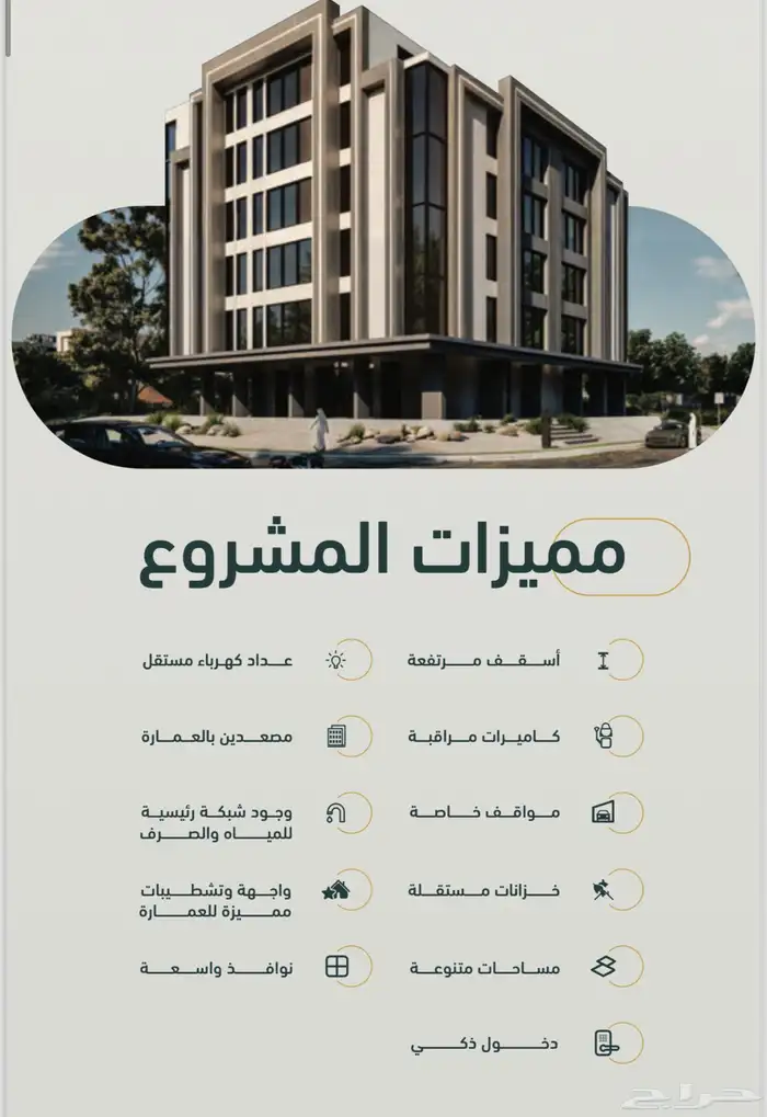 شقق فاخرة للبيع تحت الانشاء موقع على شارعين 1