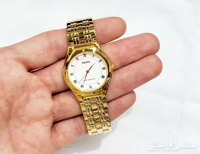 ساعة سيكو كوارتز اليابانية الاصلية للجنسين ذهبي بسعر التصفية 0