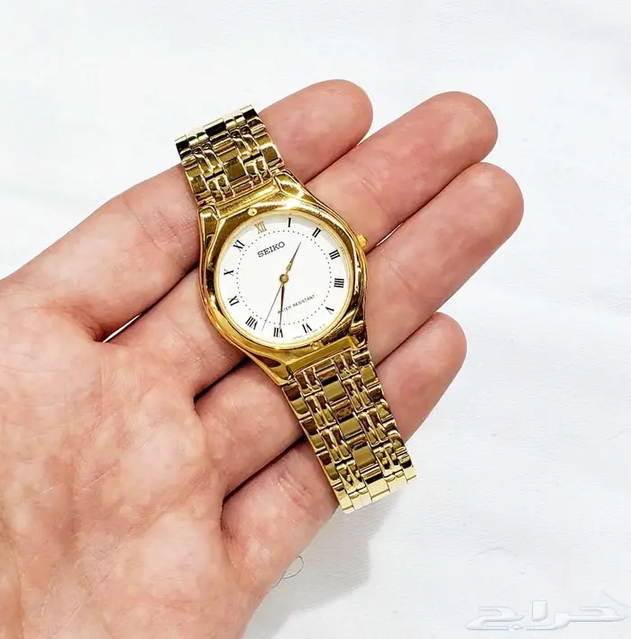 ساعة سيكو كوارتز اليابانية الاصلية للجنسين ذهبي بسعر التصفية 7